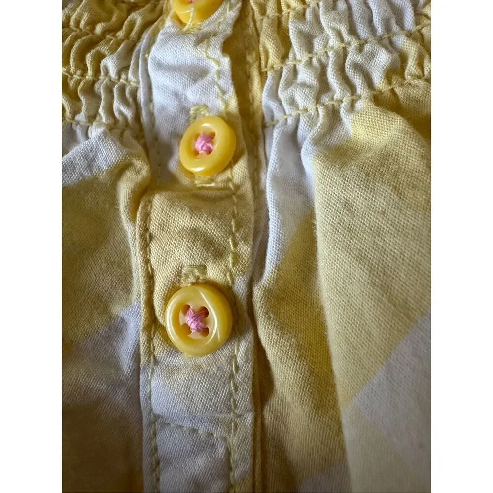 Just one you 6 month yellow white Plaid bubble Romper sunshine lemonade summer